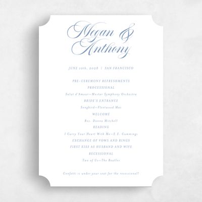 Blue Ticket Wedding Program - Jessenia