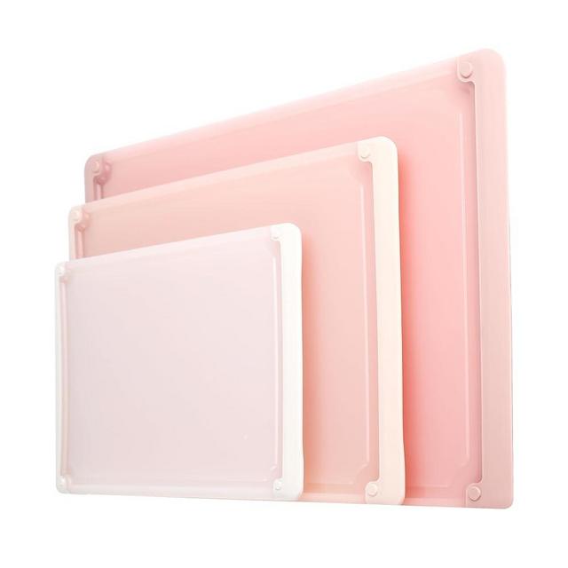 COOK WITH COLOR Cutting Boards for Kitchen - 3 Piece Set with Juice Grooves, Extra Large, Jumbo Sized Cutting Boards, Rubber Border - Premium Cutting Boards for Enhanced Cooking Experience (Pink)