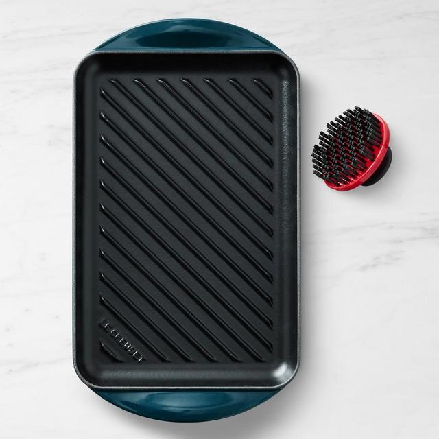Le Creuset Signature Enameled Cast Iron Skinny Grilll and Brush, Agave