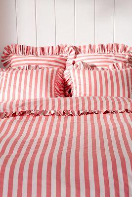 Maeve Cotton Striped Ruffle Printed Duvet Cover