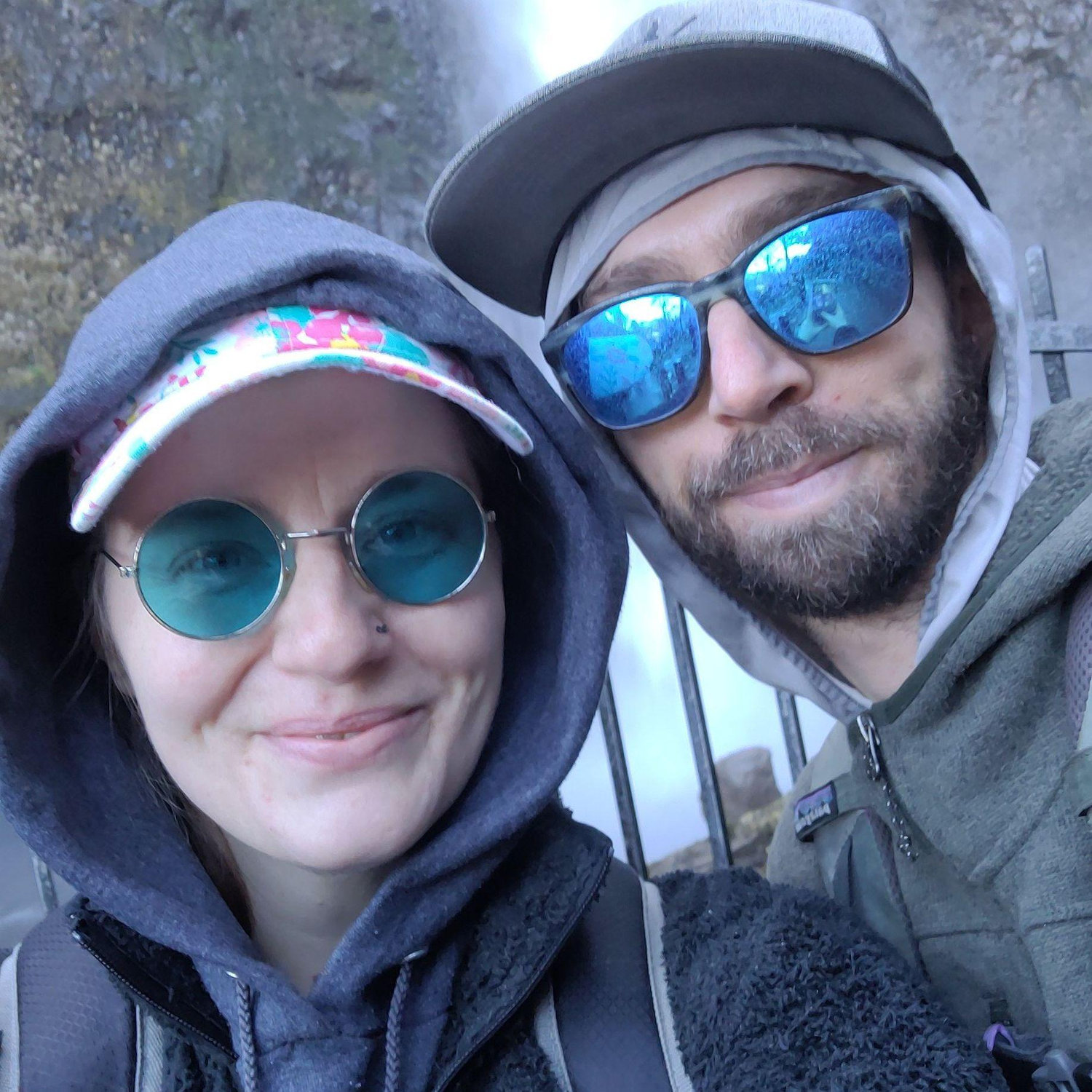 At Multnomah Falls in Oregon. We like going outside.