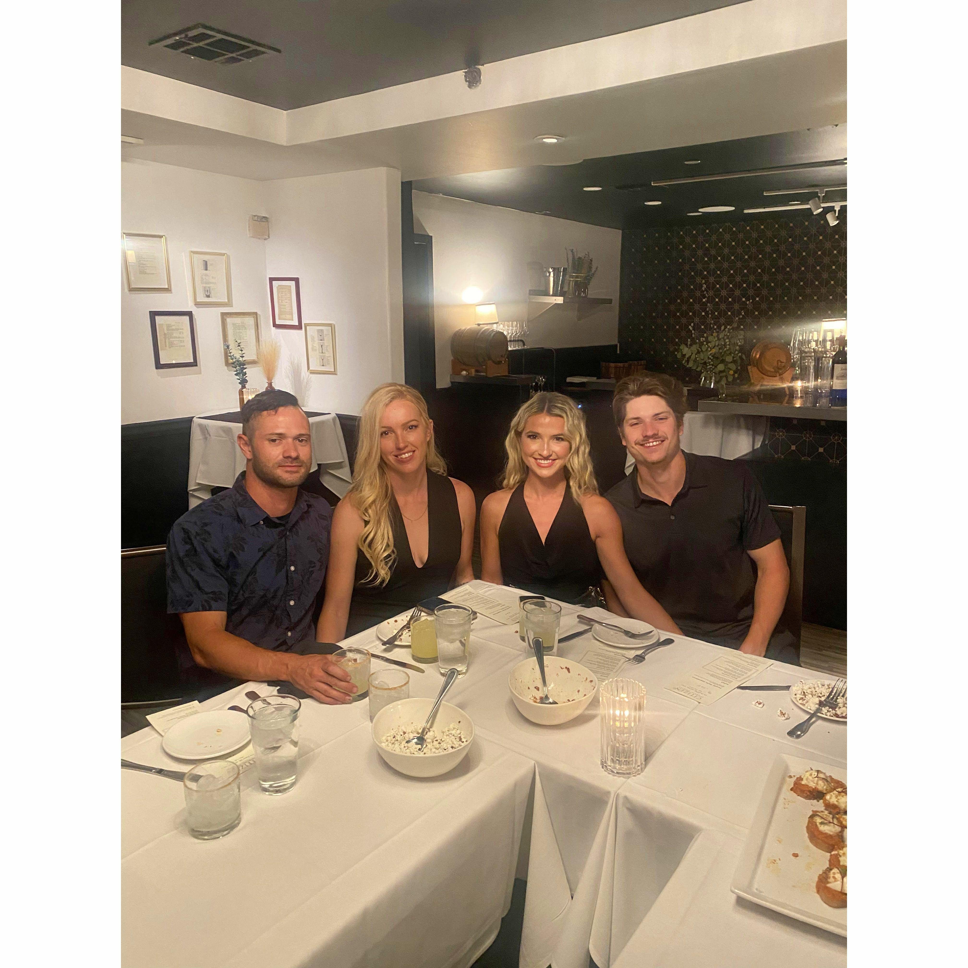 Dinner in AZ for Anna and Cam's Bach with Elliot's brother, Alec, and his wife, Alexa (Ali)