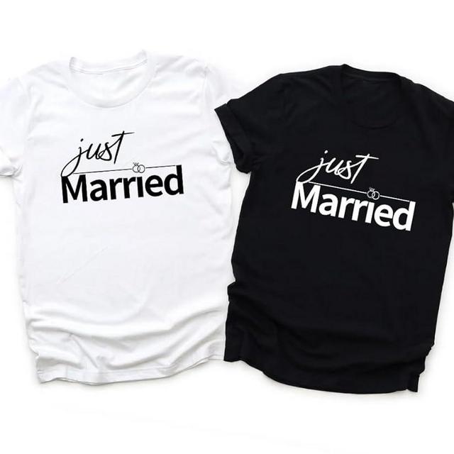 Just Married Matching T-Shirts for Couples, Couple Shirts for Husband and Wife, Honeymoon Tops