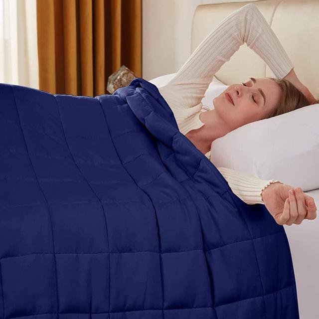 Yescool Weighted Blanket for Adults (20 lbs, 60” x 80”, Blue) Cooling Heavy Blanket for Sleeping Perfect for 190-210 lbs, Queen Size Breathable Blanket with Premium Glass Bead