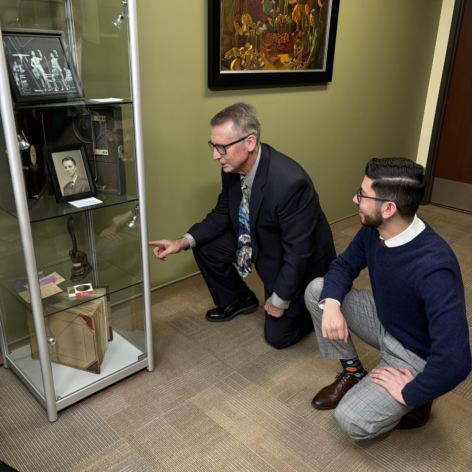 Father-son bonding time over artifacts