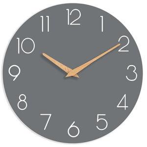 cicininc Wall Clock, 10 Inch Wooden Silent Non-Ticking, Decorative Battery Operated Wall Clocks for Bedroom, Kitchen, Home, Living Room, Office, School, Hotel (Gray)