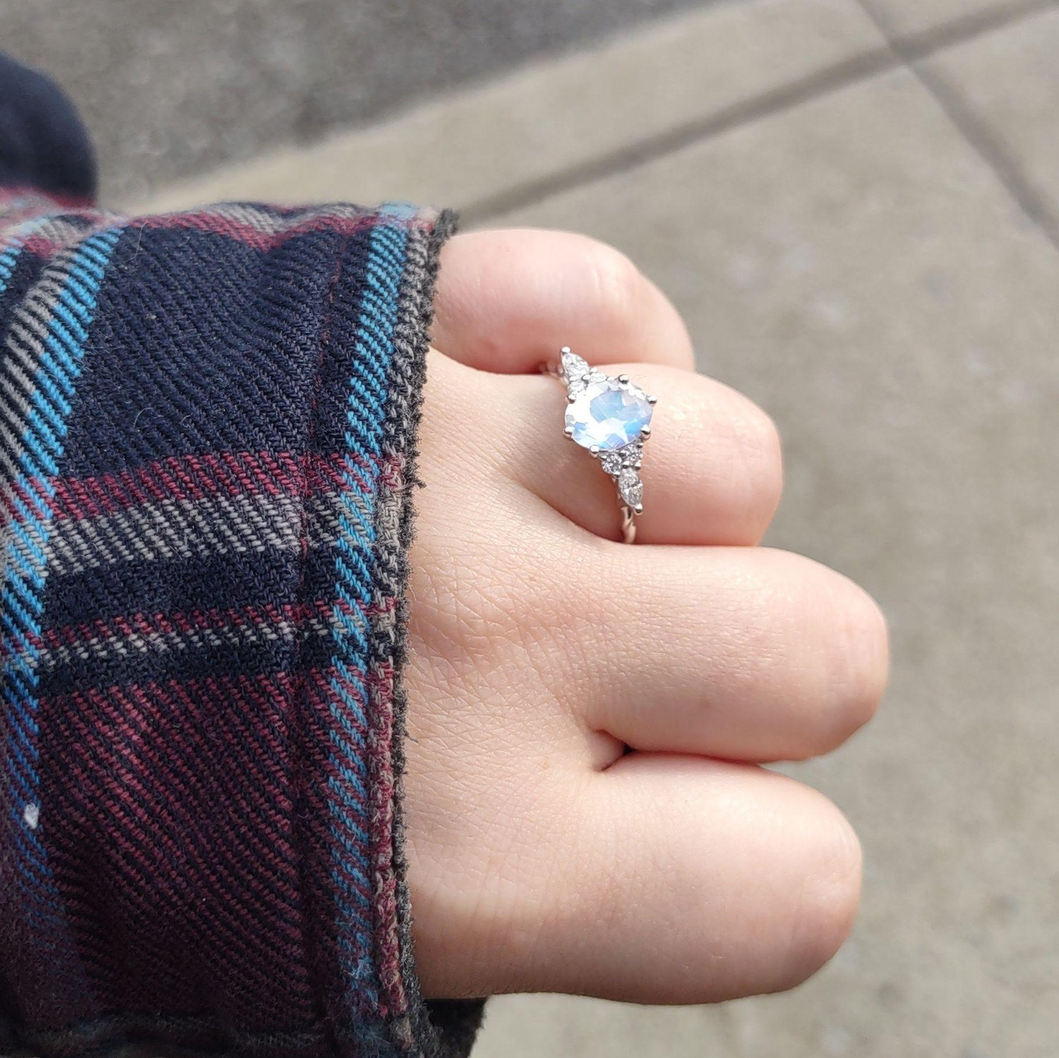 My beautiful engagement ring! It is a moonstone <3