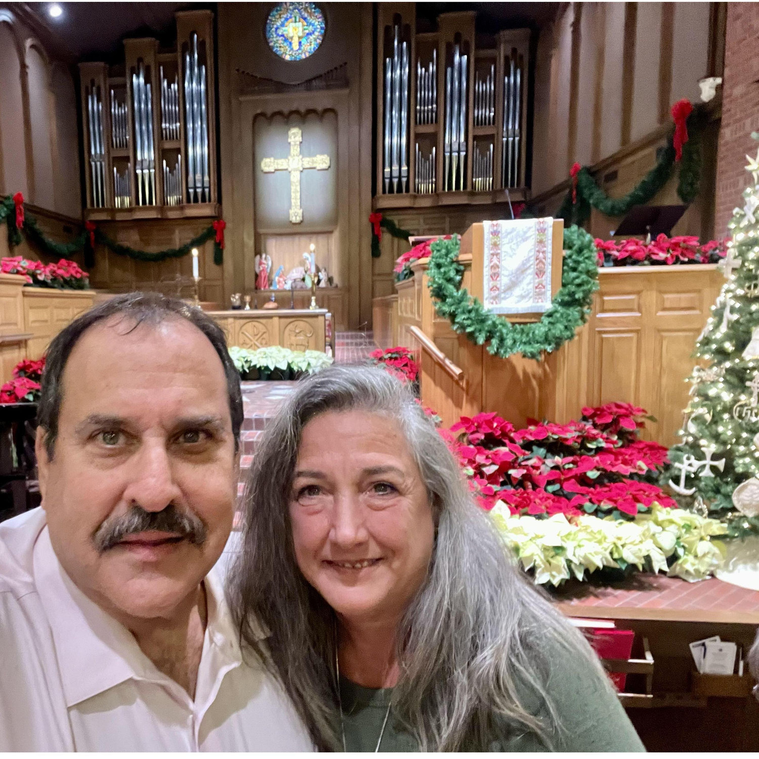 Enjoying inspiring Christmas music at Dwight's favorite church in Ft. Worth.