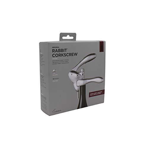 Rabbit Original Lever Corkscrew Wine Opener with Foil Cutter and Extra Spiral (Silver)