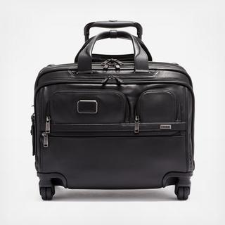 Deluxe 4 Wheel Leather Laptop Briefcase