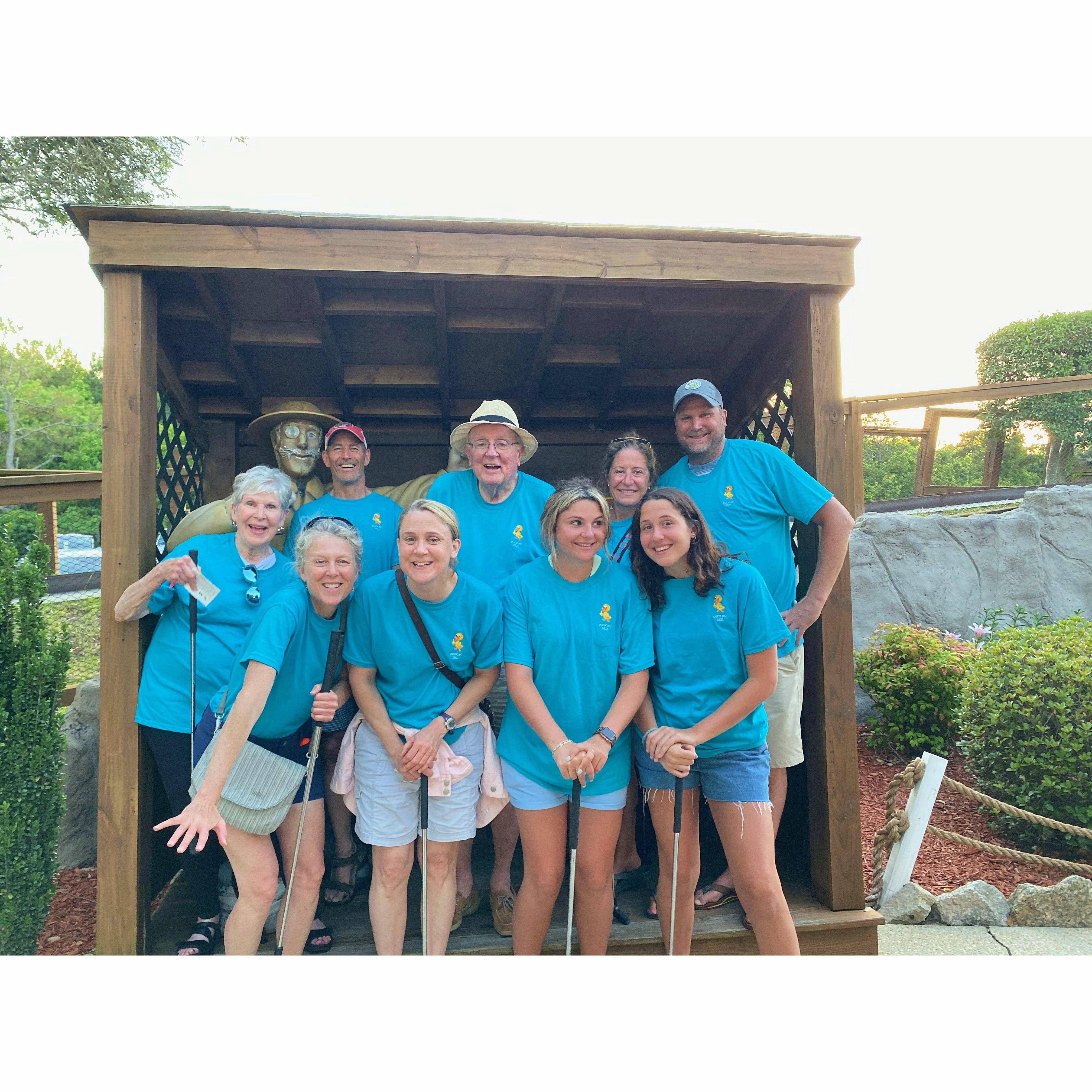 Susan's family on family vacation at Carolina Beach, NC.  A little miniature golf action.