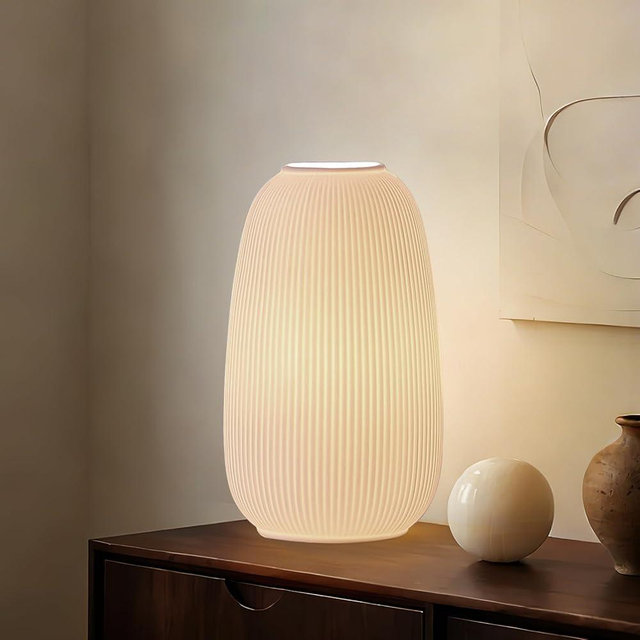 ZUIKAIG 9.5" Modern Ceramic Table Lamp,White Bedside Table lamp, Night Lamp,Decorative Lamp,Ambient Lighting,Artistic lamp,Suitable for Living Room, Bedroom, Entrance, Kitchens, Corded, Bulb Included