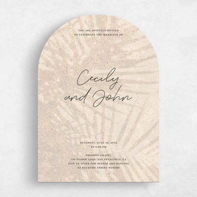 Beige Arch Wedding Invitation - Seabay Palm