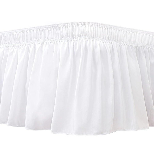 Biscaynebay Wrap Around Bed Skirts for King & Cal King Beds 16" Drop, White Adjustable Elastic Dust Ruffles Easy Fit Wrinkle & Fade Resistant Silky Luxurious Fabric Solid Machine Washable