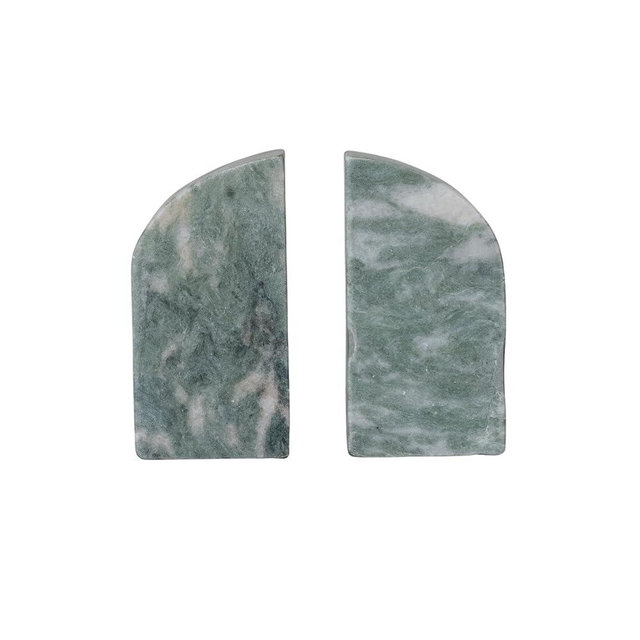 Creative Co-Op Half Arch Marble Bookends, Green