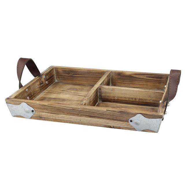 Stonebriar Rectangle Divided Wood S'mores Tray