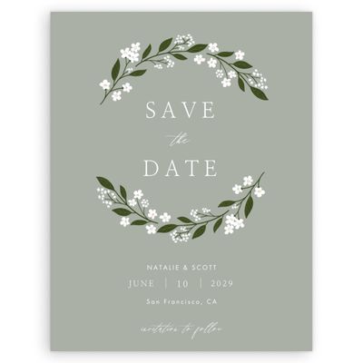 Green Modern Wedding Digital Save the Date - Ortensia Portrait
