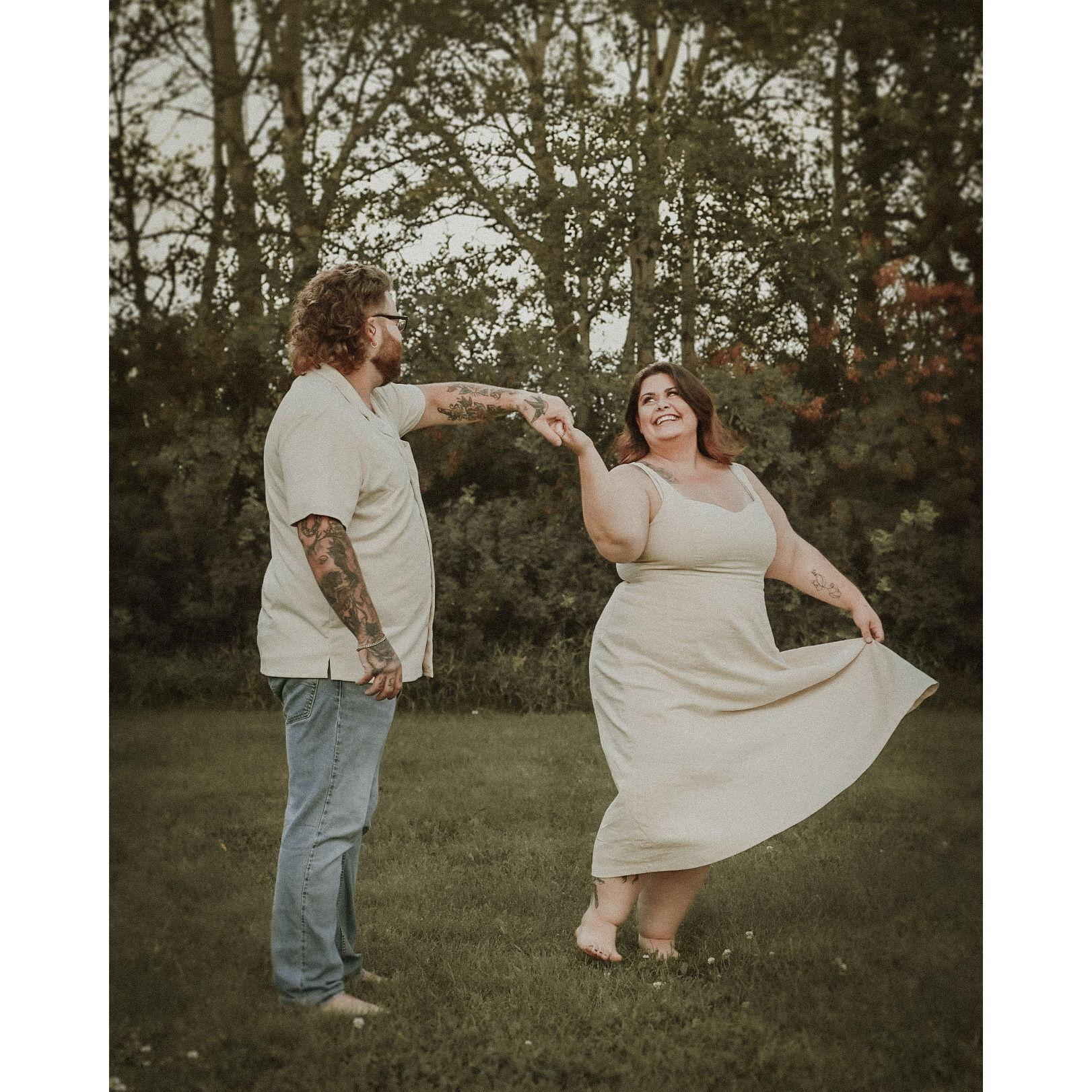 Aaron's gotten pretty good at his two steppin'