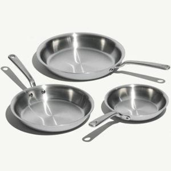Made In Stainless Clad Frying Pan Set-- 3 piece