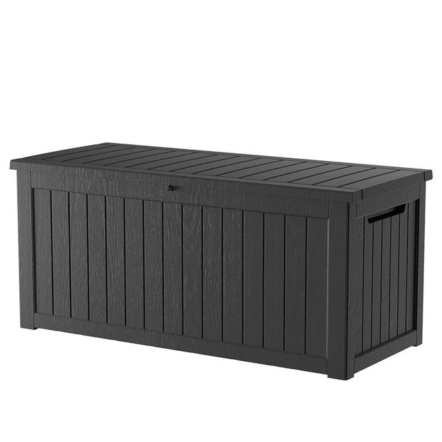TARKARI 230 Gallon Lockable Resin Deck Box, Waterproof & UV-Resistant Outdoor Storage Box for Outdoor Cushion Storage and Outdoor Delivery Storage, Black