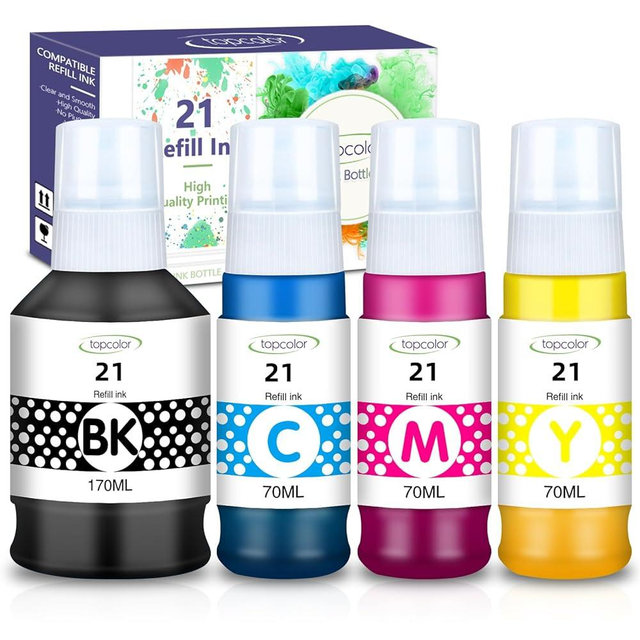 Topcolor GI-21 G3270 G3260 Ink Bottles Compatible for Canon 21 GI-21 GI21 Ink Refill Bottles Set, Compatible for Canon MegaTank G3270 G3260 G3290 G3272 G4280 G4270 G2270 G2260 G1220 G1230 Printer