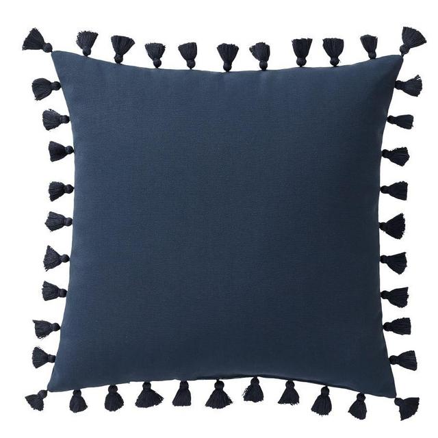 Tassel Trim Indoor/Outdoor Pillow, 18", Ink
