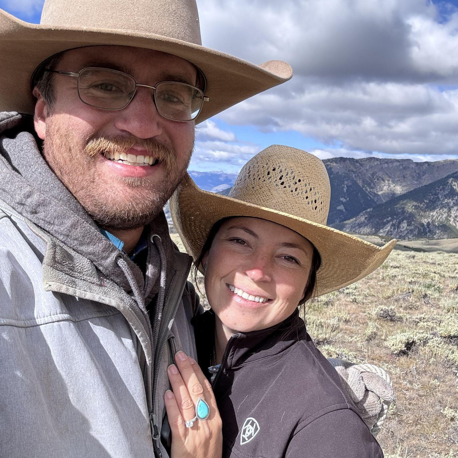 The day Kody proposed! We went for a ride in the mountains to look for cows. While riding along the continental divide trail Kody got on one knee and asked if I would marry him. Best Day! 8-8-25