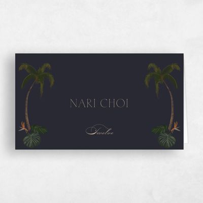 Ebony, Black Wedding Place Card - Somrig