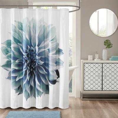 Shower Curtain Floral Aqua