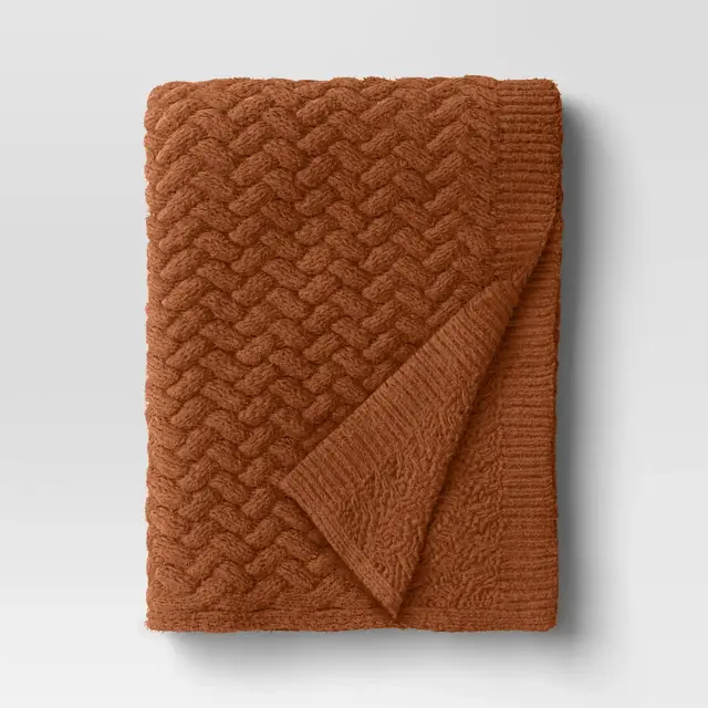 Chunky Chenille Throw Deep Clay Orange - Threshold™