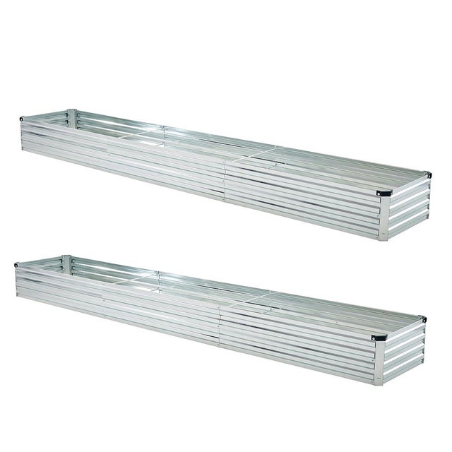 zunatu 10x2x1ft(2 Pack) Galvanized Raised Garden Bed,Outdoor Planter Box Metal Patio Kit Planting Bed for Vegetables Flowers and Succulents,Silver