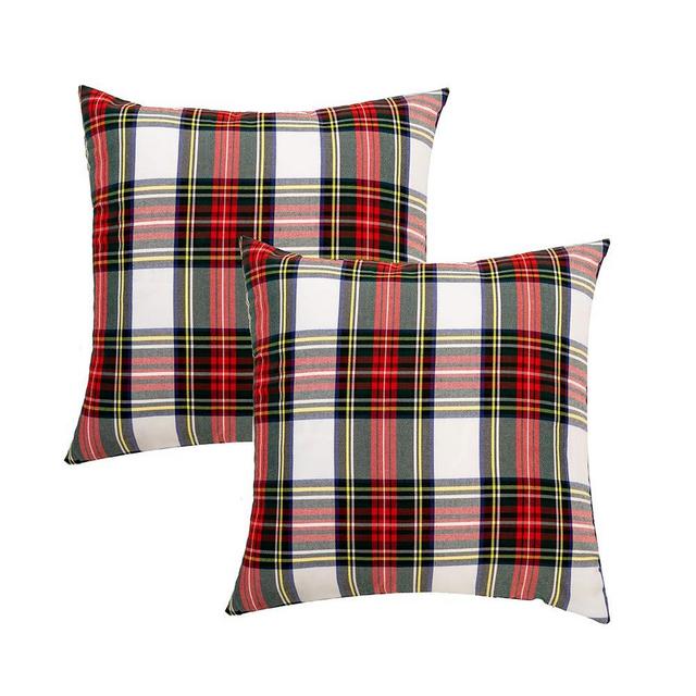GTEXT 2 Pack Christmas Decor White Plaids Pillow Covers Buffalo Check Throw Pillow Cover Tartan Cuhion Cover Case for Couch Sofa Home Decoration Cotton 16 X 16 Inches