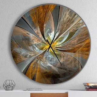 Designart 'Symmetrical Yellow Fractal Flower' Oversized Wall Clock