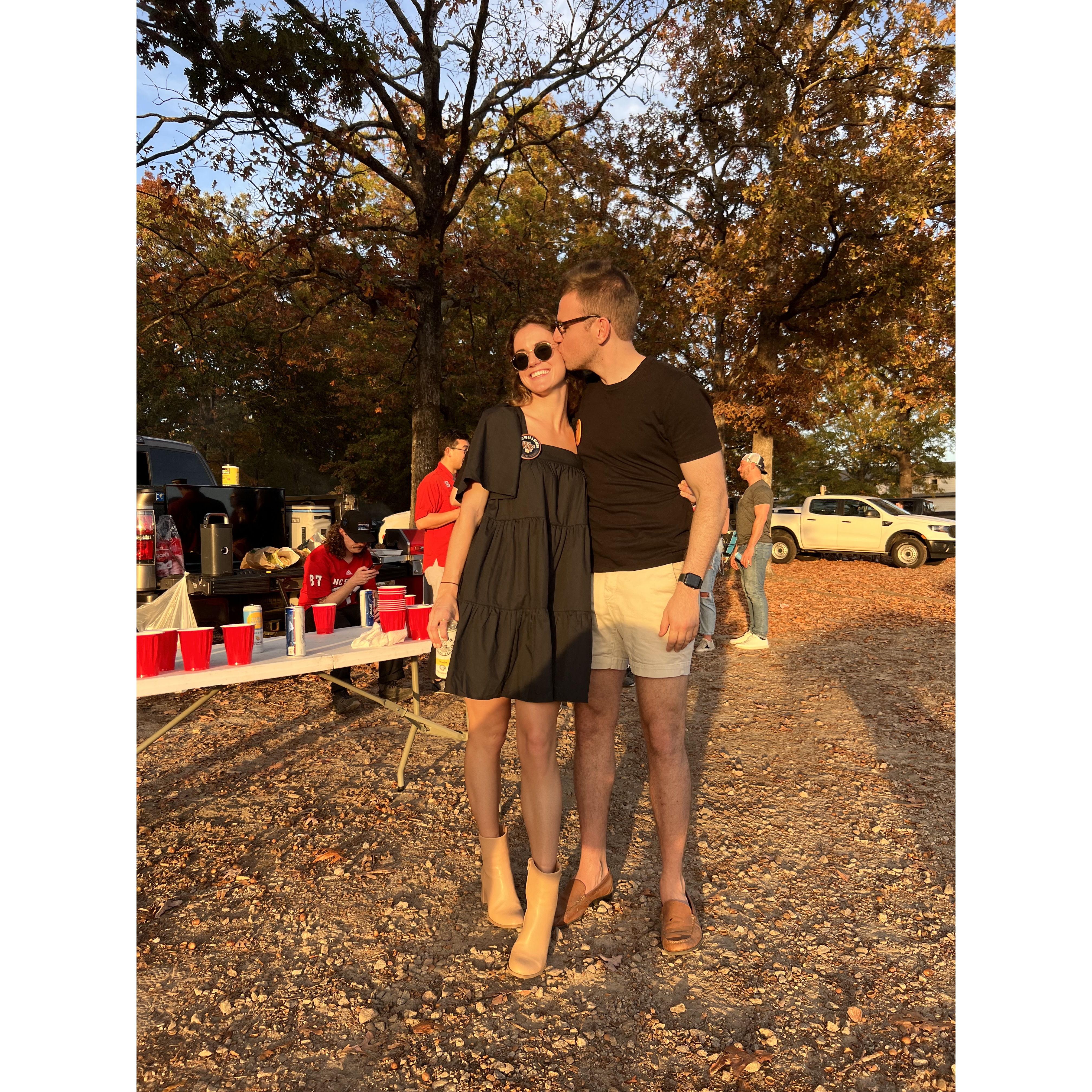 Our first tailgate together (NC state vs WFU) - Will was wearing black and gold.