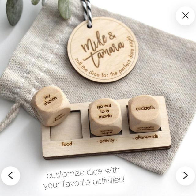 Personalized Date Night Dice - 5th Anniversary Gift - Custom Wooden Engraved Dice - Engagement Wedding Gift Valentine's Day