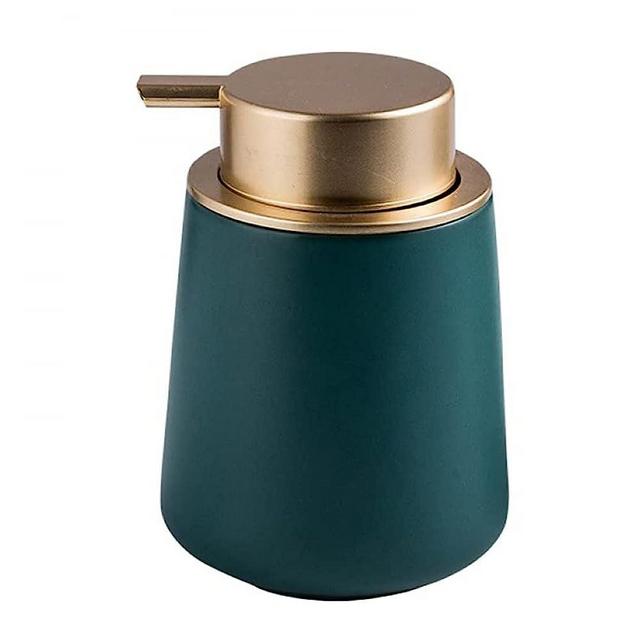 Hand Soap Dispenser Marble Dish Soap Dispenser Countertop Hand Lotion Pump Bottles Ceramic Lotion Container Refillable Liquid Hand Soap Jar Shower Dispenser for Bathroom Kitchen (Matte Dark Green)