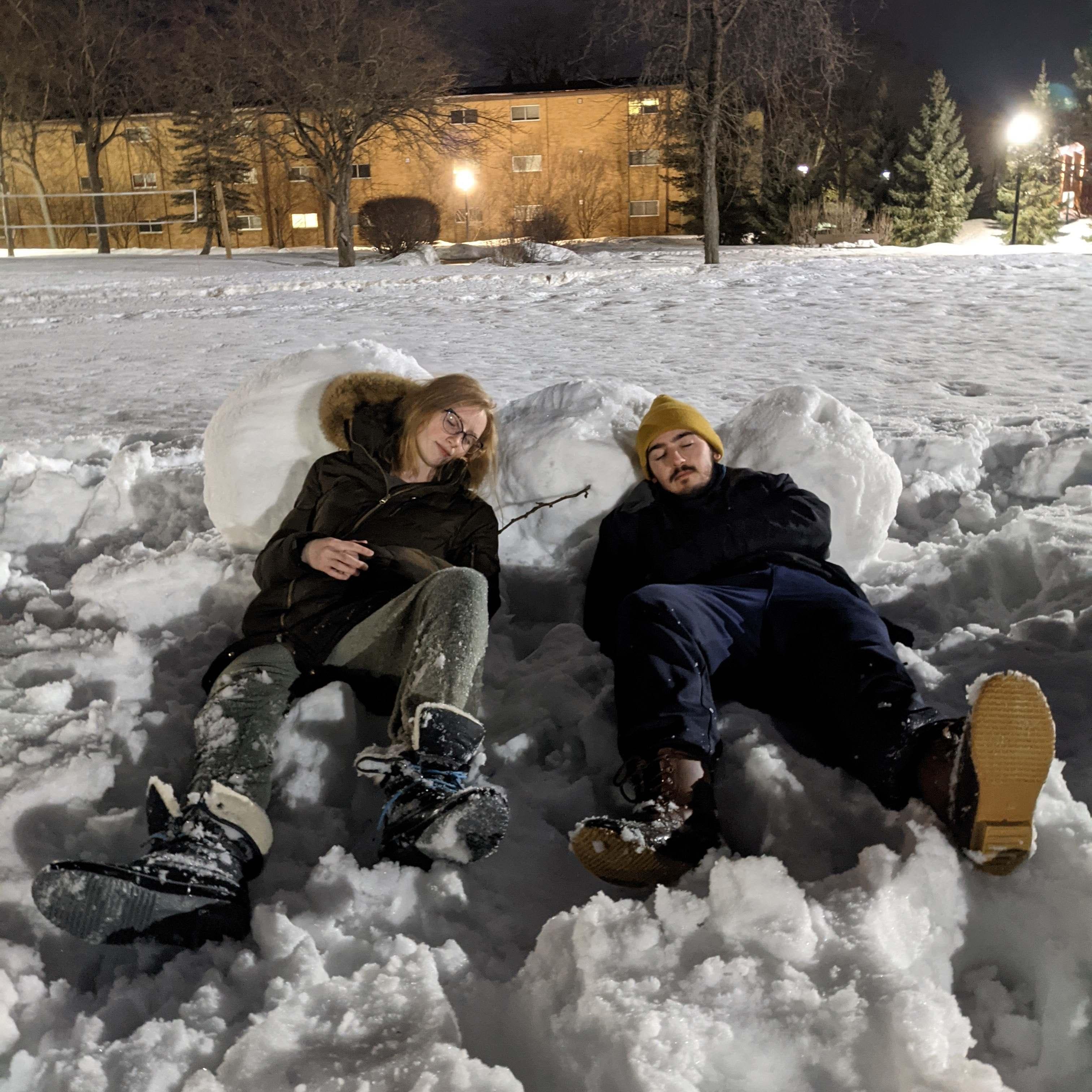 Our snowman was sleeping