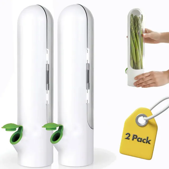 Prepara Herb Savor Pod 2.0 Herb Storage Container, Space Saving for Fridge Door Storage, Keeps Fresh Herbs Fresh Up to 3 Weeks - BPA Free - 2-Pack