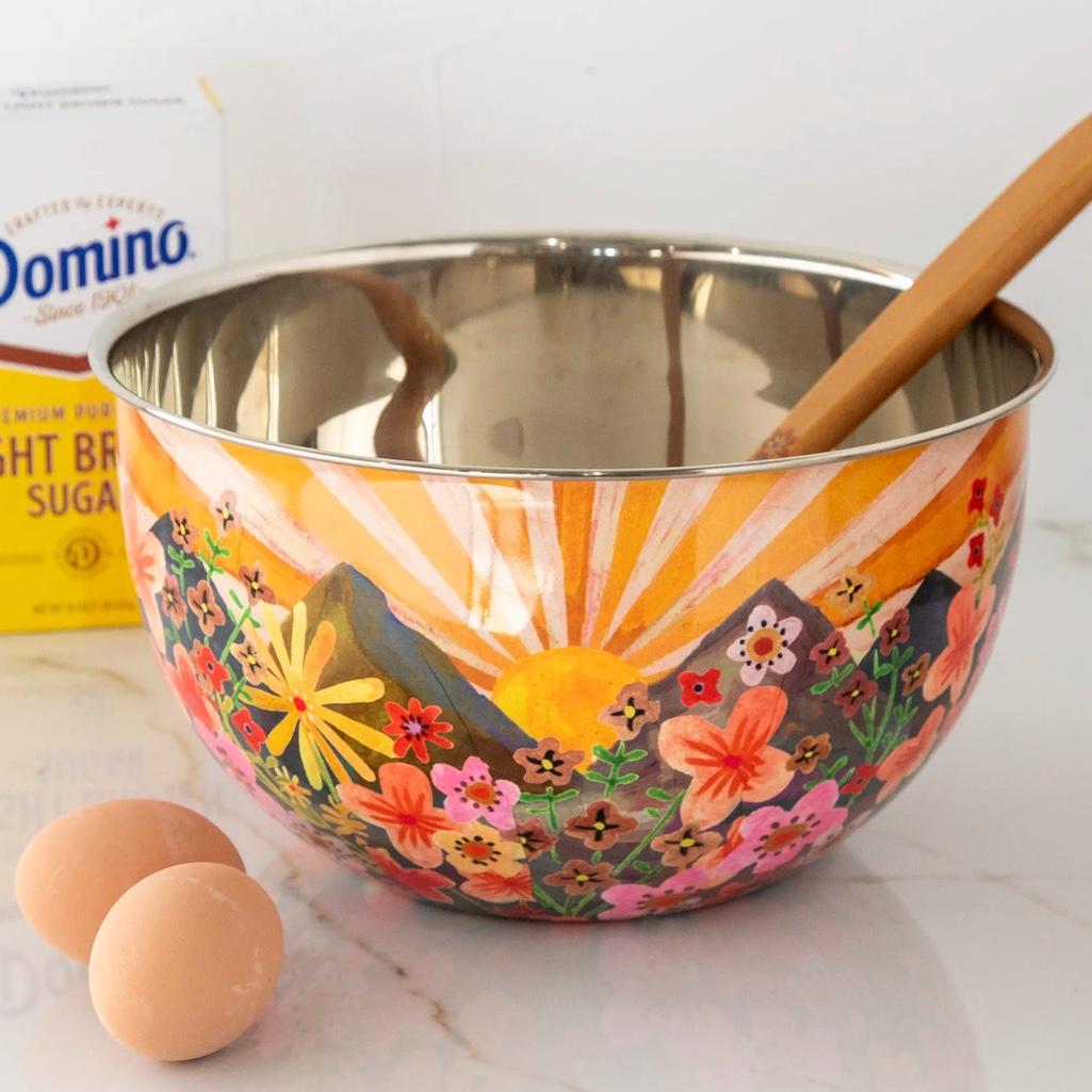 Stainless Steel Bowl - Large Yellow Mountain Range