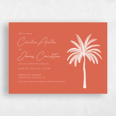 Burnt Orange Wedding Invitation - Seaview Landscape