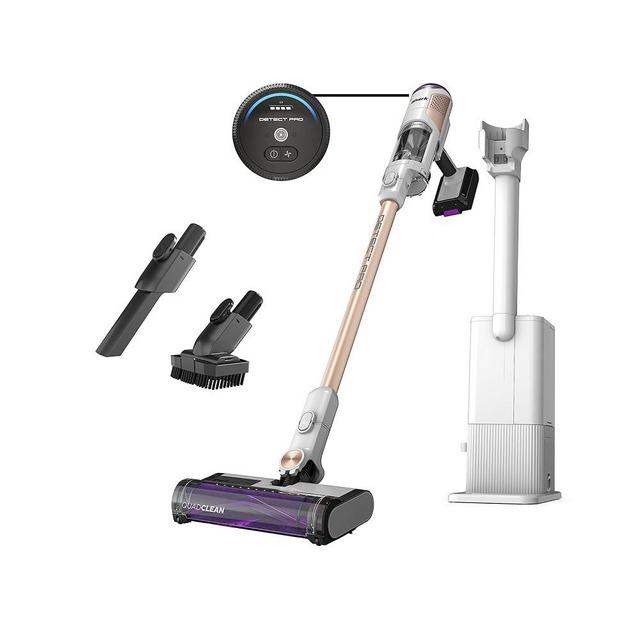 Shark IW3511 Detect Pro Auto-Empty System, Cordless Vacuum with HEPA Filter, QuadClean Surface Brushroll, Up to 60-Minute Runtime, Includes 8" Crevice Pet Multi-Tool, White/Beats Brass