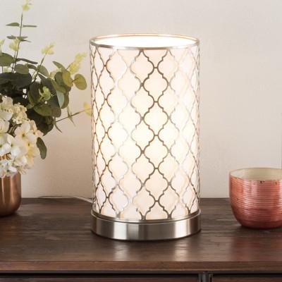 Tree Bark Pattern LED Uplight Table lamp Medium Silver (Includes Energy Efficient Light Bulb)- Lavish Home