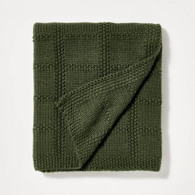 Grid Knit Throw Blanket Green - Threshold™ designed with Studio McGee