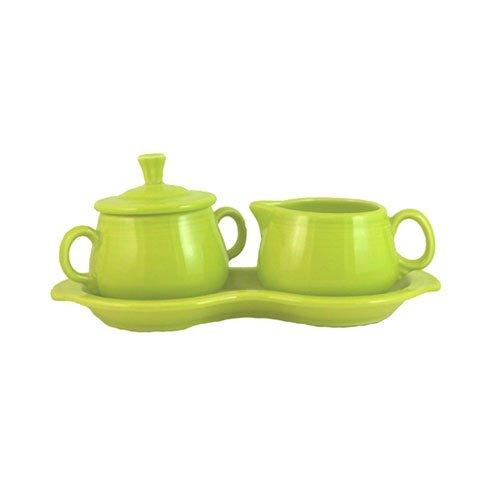 Fiesta Covered Creamer and Sugar Set with Tray, Lemongrass