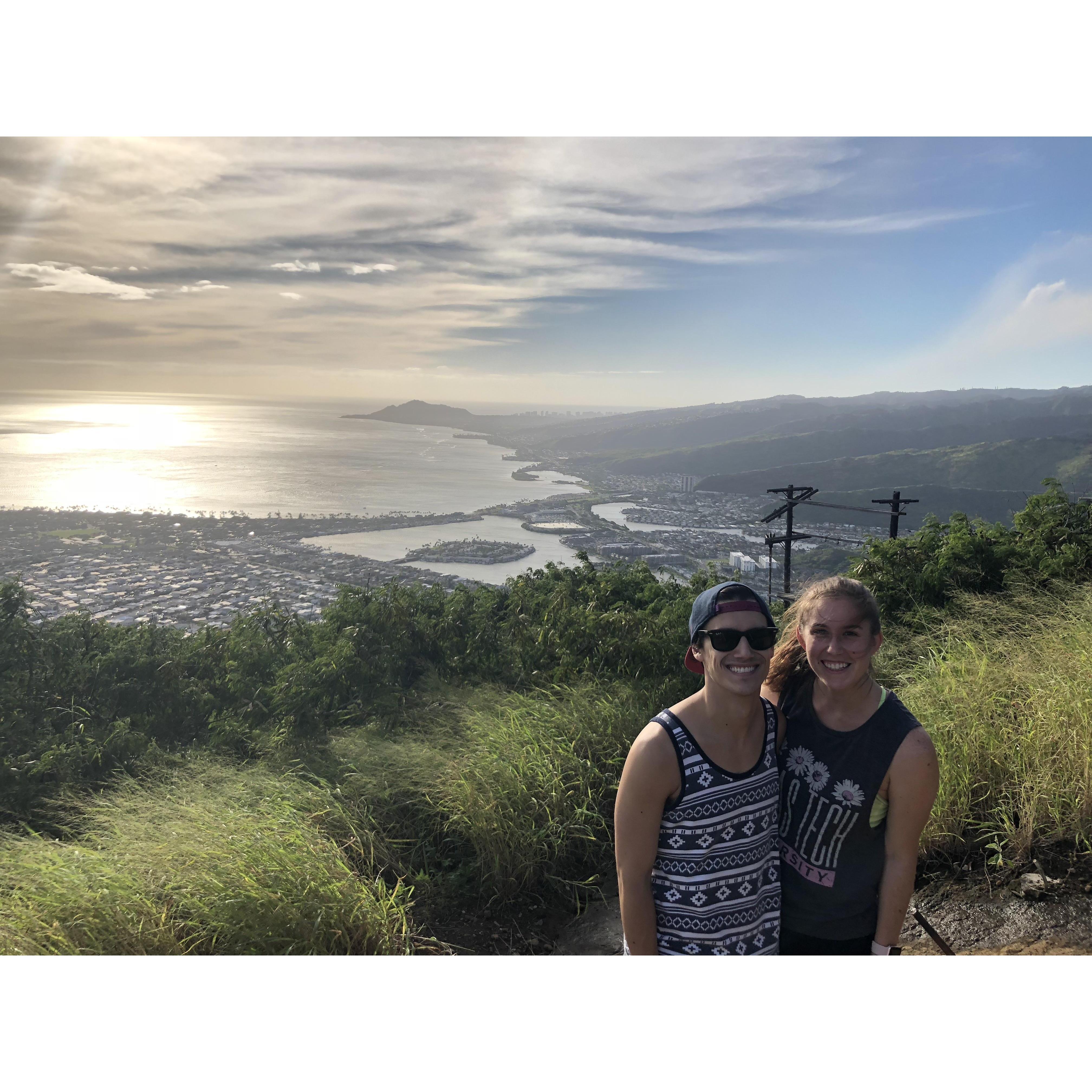Sharing our love for travel and adventure at Koko Head Trail, Hawaii.