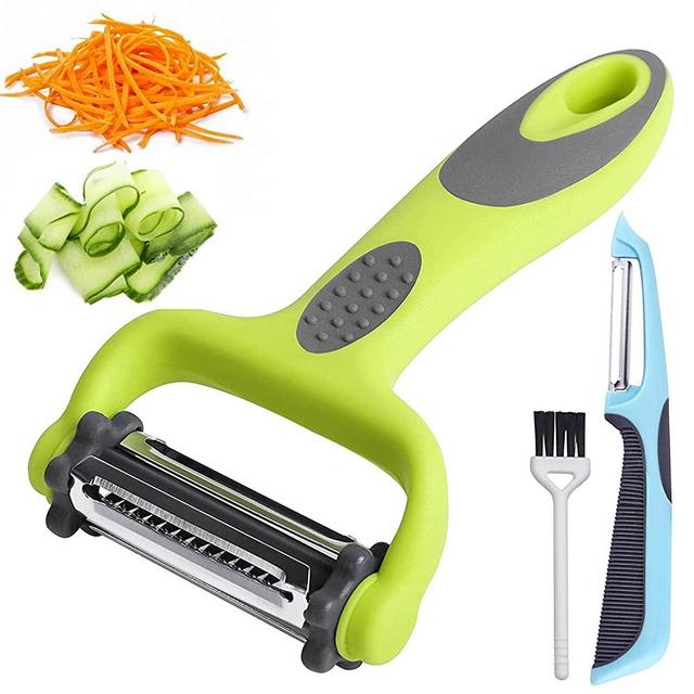 Potato Apple Vegetable Peelers for Kitchen, I and Y Peelers for Fruit Veggie Potatoes Carrot Cucumber, 3 in 1 Blade Spin Design With Julienne Function