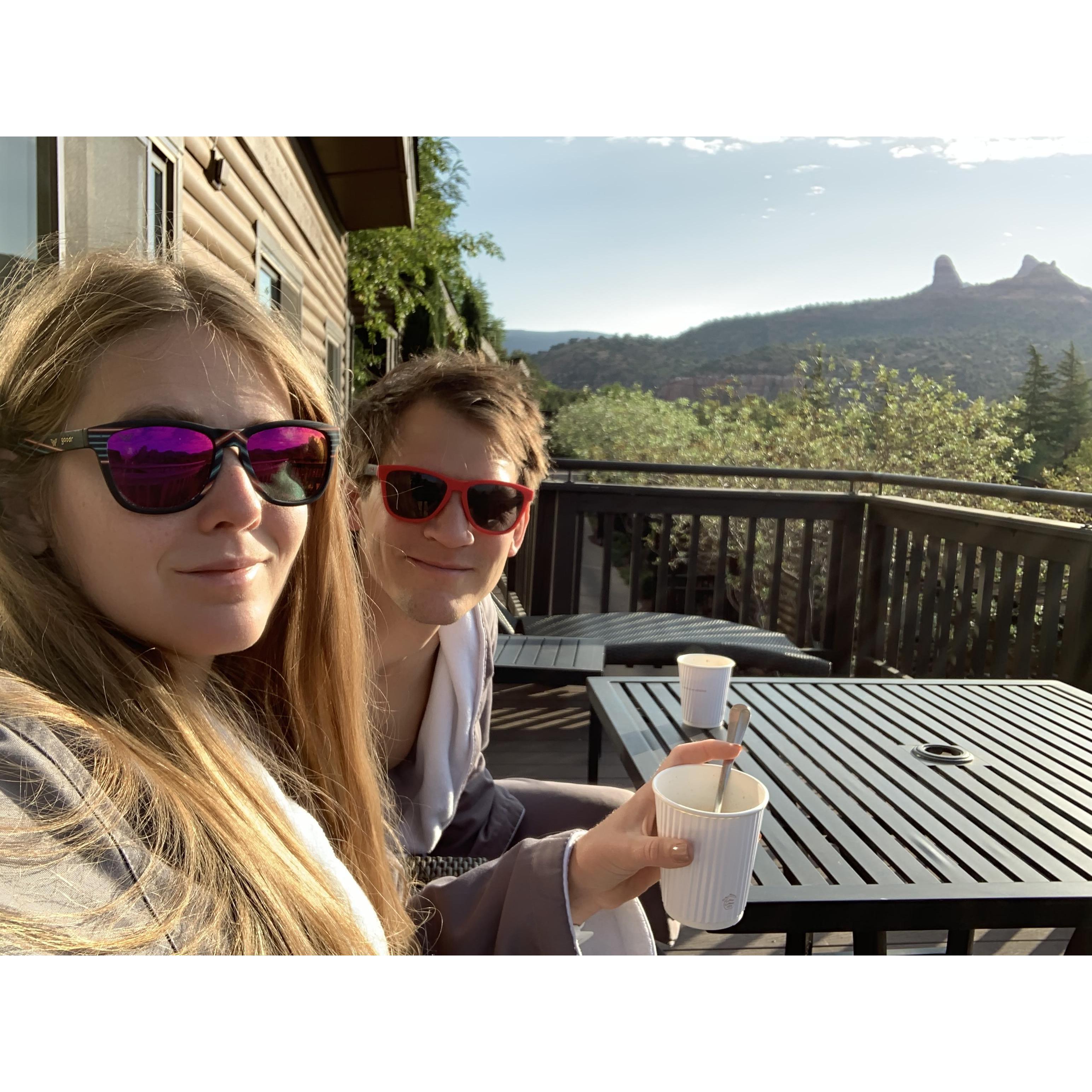 Morning time on our honeymoon in Sedona.