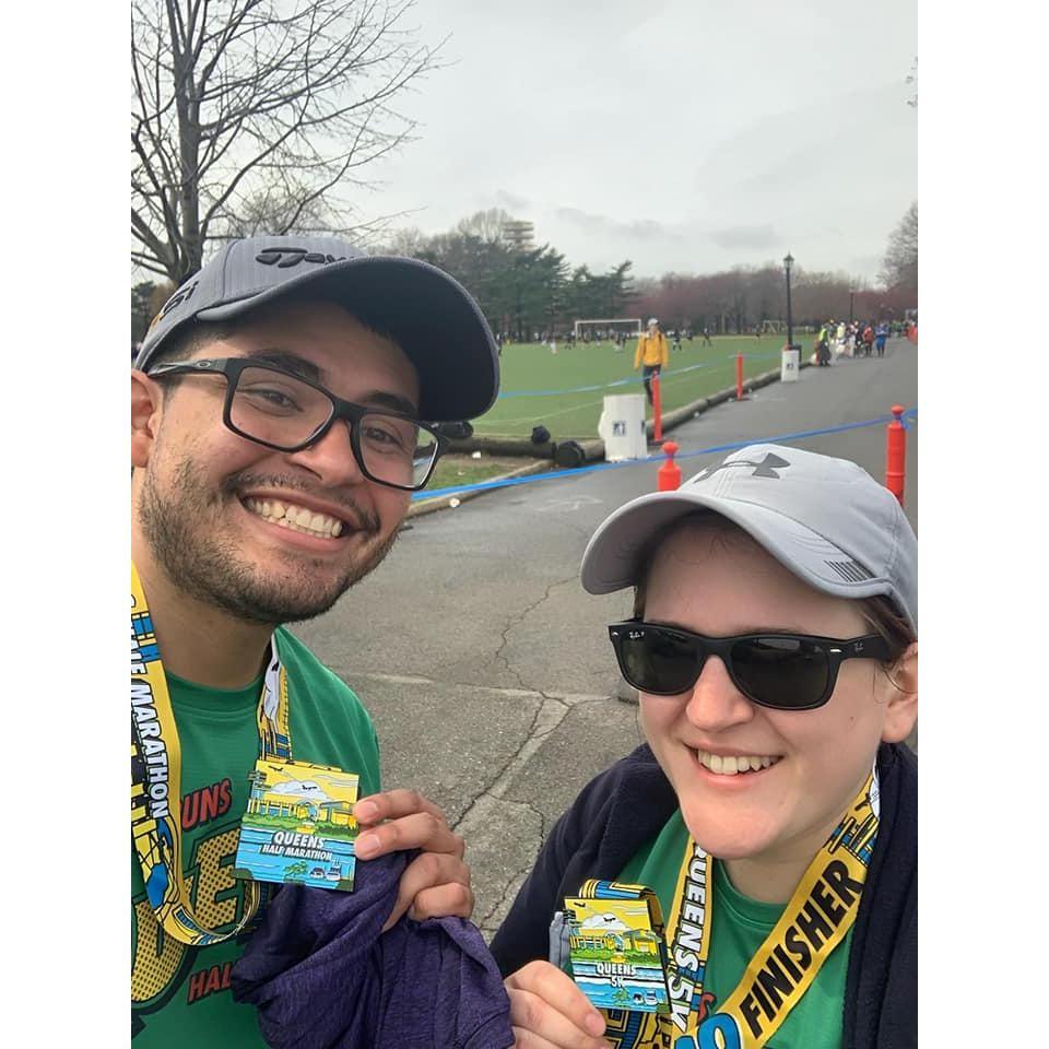 I ran my first 5k with the support of Mike, who ran a half marathon at the same event. It was so cool to run through Flushing Meadows park in NYC and to cheer Mike on while getting a medal of my own.