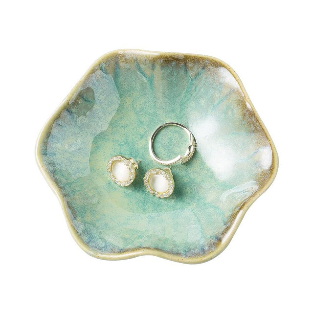 BEUNAIZER Jewelry Dish Tray, Ring Dish, Ceramic Trinket Tray, Key Bowl, Decorative Plate, Gifts for Friends Sisters Daughter Mother (emerald green)