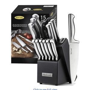 McCook® Knife Sets, German Stainless Steel Knife Block Sets with Built-in Sharpener